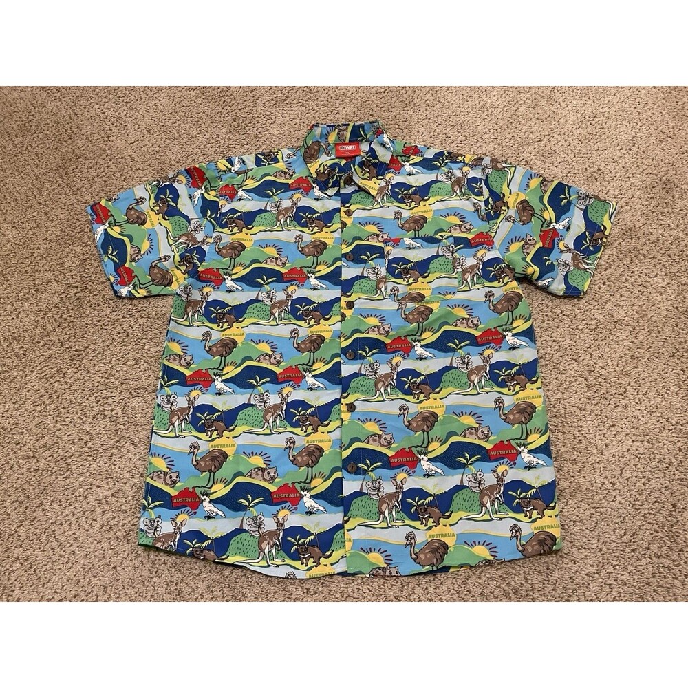 Lowes Men's Hawaiian Shirt Size XL Kangaroo Koala Australia Print